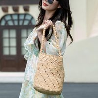 Sac fourre-tout en raphia crocheté sur mesure de qualité supérieure 2025 pour femmes, grande capacité, sac à bandoulière, vente en gros (MOQ)