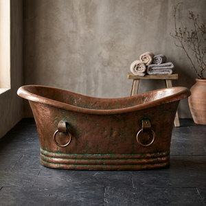 Luxury Freestanding Oval Copper <b>Bathtub</b> Durable <b>Metal</b> Construction Indian Crafted for Home or Hotel Use - Product Image 1