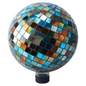 Bright pink mosaic gazing ball for garden