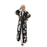 Vestido musulmán de moda para mujer, Kimono Abaya abierto con estampado Floral, ropa islámica de Dubái, Túnica Maxi 2021