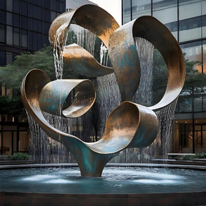 Fontana d'<span class=keywords><strong>acqua</strong></span> moderna in acciaio inox, scultura astratta per giardino, cascata da esterno, fontana scultorea. - Product Image 6