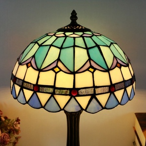 LongHuiJing Tiffany Style LED Dome <b>Table</b> Lamp Mediterranean Stained Glass Eco-Friendly <b>Bedside</b> Lights Flexible AC E26 Simple - Product Image 6