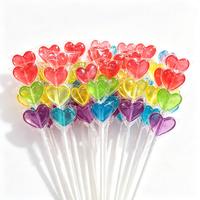 Halal hartvormige lolly's op een koord, gemengde kleuren fruit, harde lolly's, Valentijnsdag decoratie snoep, groothandel snoepgoed