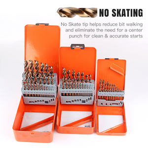 <span class=keywords><strong>SONGQI</strong></span> Vente flash 13/19/25 pièces Jeu de forets hélicoïdaux à tige droite en acier rapide revêtus de titane dans une boîte métallique - Product Image 4