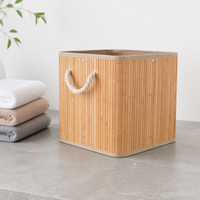 Panier de rangement moderne pliable en bambou tressé, grand panier à linge avec poignées en corde pour le rangement des jouets et des vêtements
