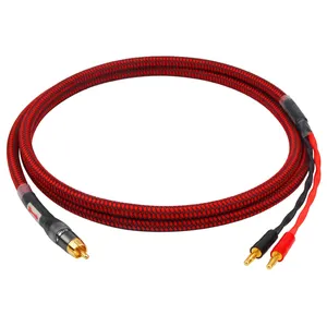Hifi Monster Audio Speaker Cable RCA to Double Banana Head Pin Plug Pure Copper Amplifier Line