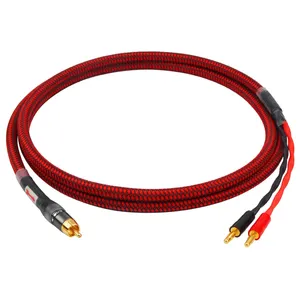 Hifi מפלצת רמקול כבל כפול rca כפול בננה תקע ראש סיכה תקע קו נחושת טהור שילוב מיגון עבור hdtv - Product Image 1