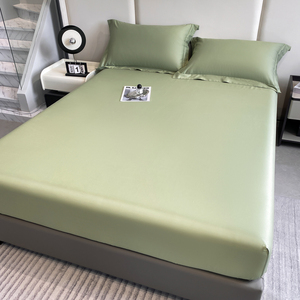 Draps de lit d'hôtel de luxe avec logo personnalisé, taille Queen, 200TC, coton, drap-housse avec bande élastique, écologique - Product Image 3