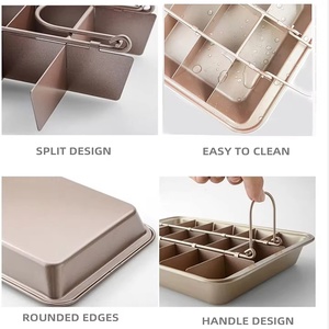 Molde para Hornear Brownies Antiadherente de 18 Cavidades con Divisores Integrados, Molde Cuadrado Rectangular de Acero al Carbono para Tartas y Pasteles - Product Image 6