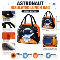Sac à déjeuner isotherme pour enfants avec motif d'astronaute - Tissu Oxford, doublure en aluminium, fermeture éclair durable et écologique de 5 pouces