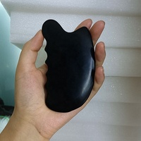 Planche de Guasha en pierre Bian naturelle noire, outils de raclage pour thérapie de pression du visage, du cou, du dos et du corps