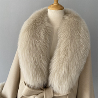 Manteau en Laine Lâche Imprimé à Manches Longues Élégant pour Femme, Manteau Décontracté en Laine Vierge Ceinturé avec Col en Vraie Fourrure Luxe pour l'Automne et l'Hiver
