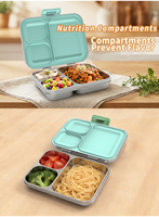 Boîte à lunch en acier inoxydable 304, compatible micro-ondes, 3 compartiments, étanche, sans BPA, compatible lave-vaisselle, couvercle compact, chauffage disponible
