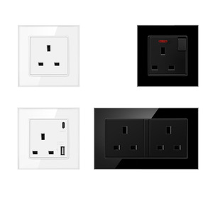 British Standard 86 Wall <b>Socket</b> With <b>Usb</b> Type <b>C</b> Port White Glass Panel Recessed Household <b>Socket</b> - Product Image 2