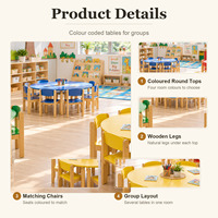 Ensemble table et chaises rondes en bois pour enfants d'âge préscolaire, quatre places, mobilier de classe Montessori pour maternelle, garderie et crèche