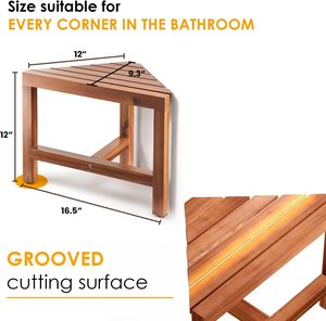 Repose-pieds de <span class=keywords><strong>douche</strong></span> en bois d'acacia de 12 pouces, tabouret d'angle pour se raser les jambes, <span class=keywords><strong>petit</strong></span> <span class=keywords><strong>banc</strong></span> de <span class=keywords><strong>douche</strong></span> pour usage domestique à l'intérieur de la <span class=keywords><strong>douche</strong></span> - Product Image 2