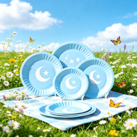 Assiettes jetables en pulpe de fibre de bambou compostables, robustes, biodégradables, imperméables/anti-graisse pour camping, fêtes et mariages