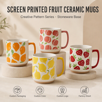Tasse en céramique personnalisable en gros, série créative fruits, en grès sérigraphié, tasse à café compatible micro-ondes