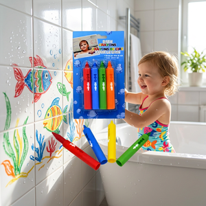 Crayons de bain soyeux lavables OEM personnalisés pour enfants, ensemble de stylos de coloriage pour carrelage, vente en gros, non toxiques et sûrs - Product Image 1