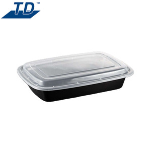 Dùng một lần <span class=keywords><strong>PP</strong></span> bao bì hộp cho Takeaway lò vi sóng đen nhựa thực phẩm container với nắp - Product Image 2