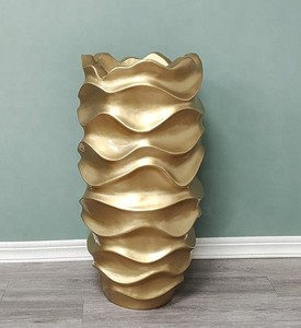 Thời Trang Mới Hiện Đại Trắng Vàng Hình Dạng Sóng Trang Trí Nội Thất Nghệ Thuật Sợi Thủy Tinh Chậu Hoa - Product Image 4