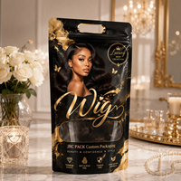 Sacs d'emballage personnalisés en plastique mat transparent à fermeture éclair pour extensions de cheveux, avec logo personnalisé, pour perruques et mèches de cheveux