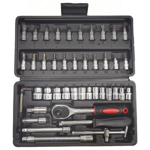 Kit d'outils de mécanicien maître de 46 pièces avec cliquet de 3/8 pouces, douilles SAE/métriques, embouts Torx/hexagonaux, barres d'extension - Qualité professionnelle -002 - Product Image 1