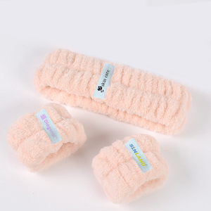Custom Logo Microfiber Coral Fleece Spa Wristband Microfiber Headbands for <strong>Bath</strong> - Product Image 2