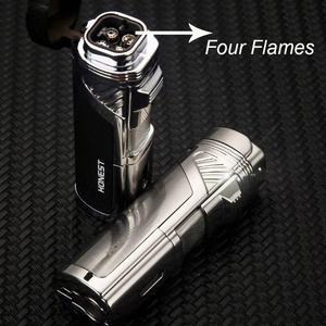 Briquet à cigare exclusif HD <span class=keywords><strong>2</strong></span> en 1, grand feu rose, quatre flammes, torche, perceuse à cigare coupe-vent pour cigare - Product Image 5