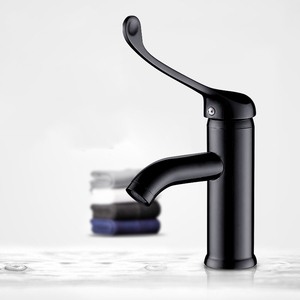 Grifo de latón para laboratorio médico con mango largo en ángulo, grifo mezclador de agua fría <span class=keywords><strong>y</strong></span> caliente negro mate para hospitales, clínicas <span class=keywords><strong>y</strong></span> laboratorios - Product Image 5