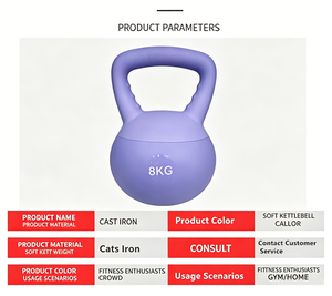 Kettlebell Oft, équipement de gym à domicile pour l'entraînement des fessiers et des squats, haltère kettlebell pour le yoga, le remodelage corporel et l'entraînement de force - Product Image 6
