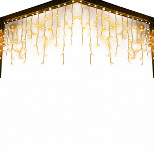 Guirlandes lumineuses LED en forme de rideau de glaçons, 2700K, blanc chaud doux, IP68, décorations suspendues pour Noël, mariage, fête, intérieur et extérieur - Product Image 1