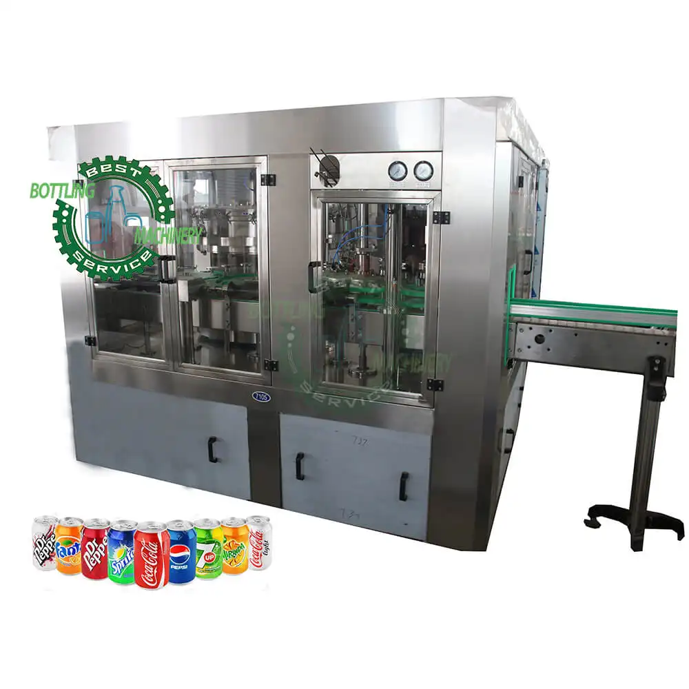 2 In 1 Monobloc Plc Controle Kooldioxide Koolzuurhoudende Sodawaterdrank Schuimende Wijn Plastic Kan Rinser Filler Capper Machine