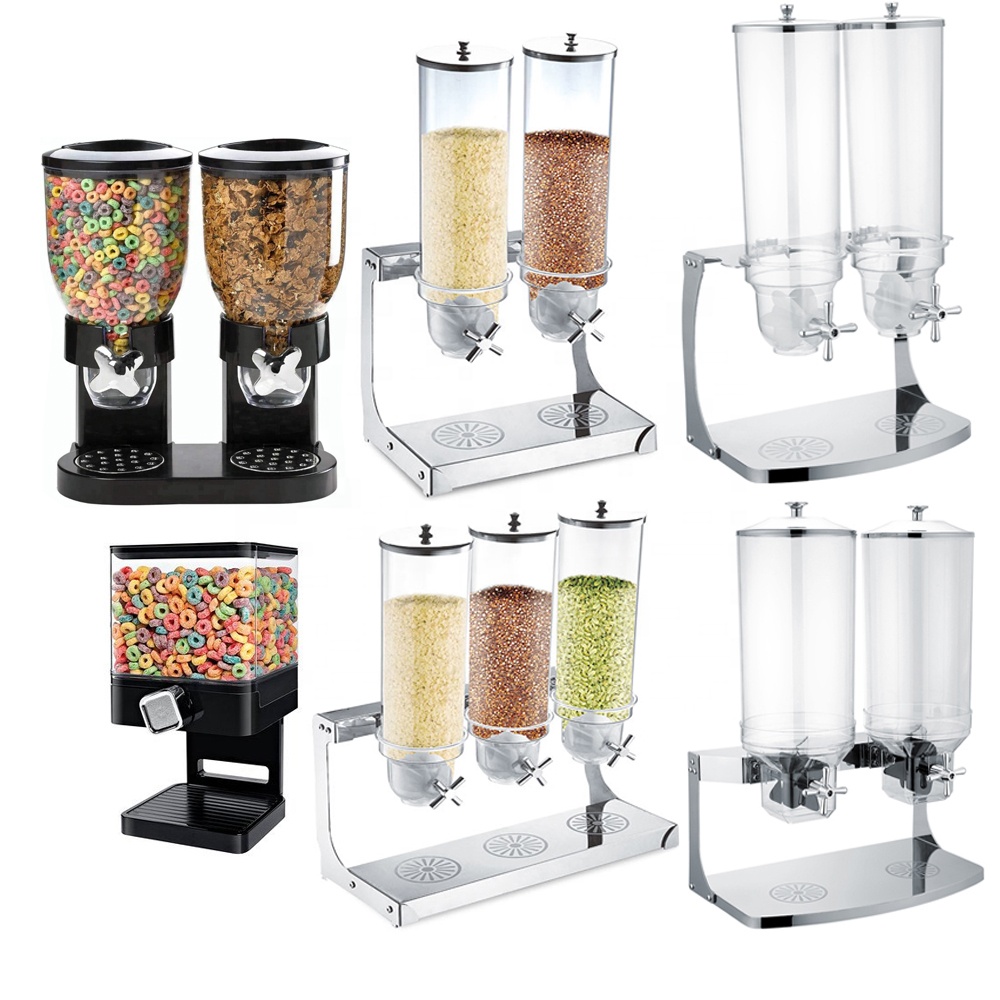 Пластиковый дозатор сухой пищи, двойная коробка для хранения хлопьев, измерительный дозатор для хлопьев, контейнер