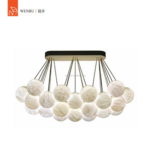 Spanish alabaster globe chandelier for dining room villa foyer <b>lounge</b> <b>lighting</b> - Product Image 1