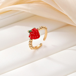 Anillos Abiertos con Diseño de Frutas, Fresa y Cereza, Joyería de Moda para Mujer, Accesorio para Fiestas - Product Image 4