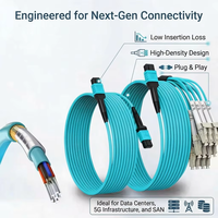 CPR CCA DCA Elite Câble de brassage MPO-LC à faible perte 12 fibres OM3 Multimode 50/125 LSZH 3mm, Cordon de brassage fibre optique pour centre de données