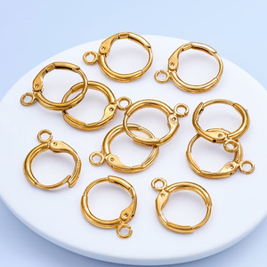 French Leverback Hoop <b>Earrings</b> | 18K PVD Gold Plated Stainless Steel Round Ear <b>Hooks</b> with Loop for DIY Jewelry Making - Product Image 1