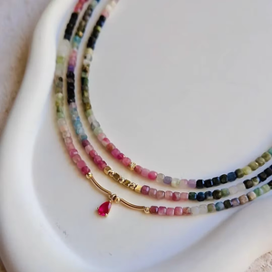 Dainty Multi collana di cristallo colorato con perline cubo pietre preziose girocollo pietra naturale collana di perline gioielli fatti a mano per i suoi <span class=keywords><strong>regali</strong></span> - Product Image 1