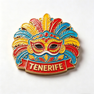 Imán de nevera metálico personalizado con diseño de máscara de carnaval de traje tradicional de las Islas Canarias, recuerdo turístico de Tenerife - Product Image 4