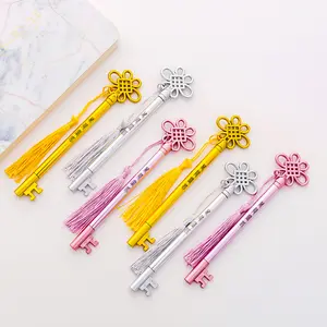 1 Pcs Creatieve Persoonlijkheid Sleutel Pen Fashion Hof Wind Kwastje Hanger Gel Pen Student Stationaire School Office Leveranciers Zwarte Pen