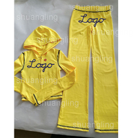 Body Suit Impression Femmes Costume LOGO Conception Haute Qualité Veste À Capuche et Pantalon Évasé Survêtement Hug Body Stretchy 2pcs Loungewear