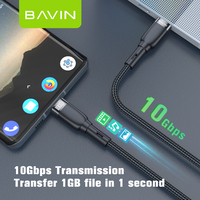 Bavin-Cable de carga rápida para teléfono móvil, Cable USB de nailon trenzado tipo C a USB tipo C 5A 100W