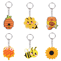 Porte-clés mousqueton promotionnel en caoutchouc personnalisé sur mesure, thème abeille anime, marque DM, léger, étanche, anti-UV