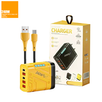 Chargeur rapide GaN 240W 5 ports (3PD+2QC) USB C mural pour ordinateur portable, téléphone, tablette, charge rapide PD3.1, OEM/ODM disponible pour 18 17