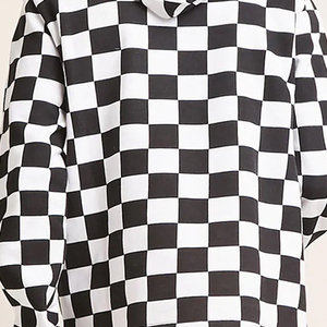 de alta calidad de hombre <span class=keywords><strong>jersey</strong></span> de lana <span class=keywords><strong>blanco</strong></span> y negro manga larga a cuadros comprobado sudaderas con capucha - Product Image 4