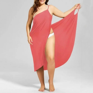 2025 Talla Grande Verano Playa Sexy Mujer Vestido Cruzado a Rayas Pareo Cubrebikini Ropa de Mujer Traje de Baño Sin Espalda - Product Image 4