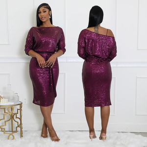 Nouvelles robes de soirée longues en satin pour femmes, à épaules asymétriques, avec dentelle florale et sequins - Product Image 4
