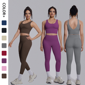 <span class=keywords><strong>Abbigliamento</strong></span> <span class=keywords><strong>Sportivo</strong></span> Senza Maniche all'Ingrosso, Set Yoga Monocolore per Donne, <span class=keywords><strong>Abbigliamento</strong></span> <span class=keywords><strong>Sportivo</strong></span> Delicato sulla Pelle - Product Image 1