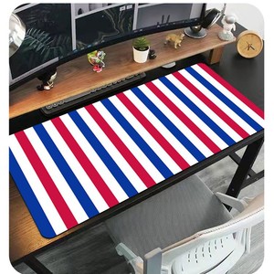 PVC Large Mouse Pad With Red Blue White Stripes Digital Printing Anti Slip <b>Desk</b> Mat For Office <b>Workstation</b> - Product Image 3